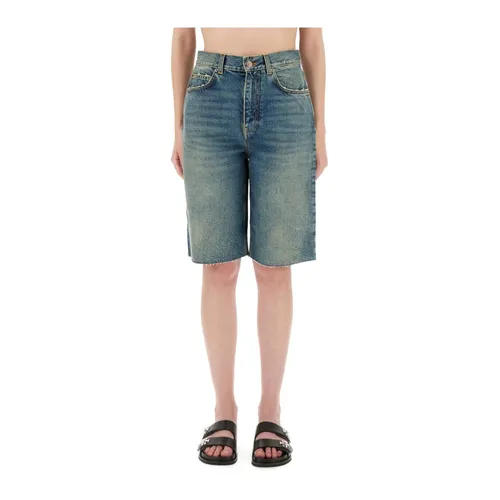 Cotton Denim Short - Tory Burch - Modalova