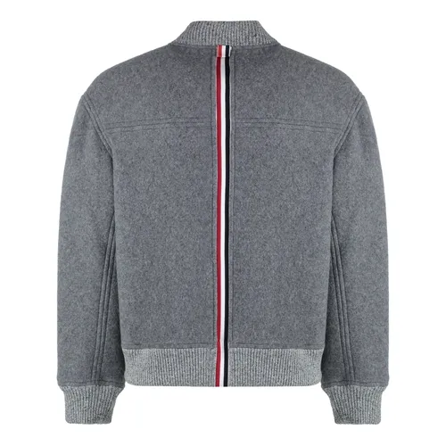 Wool Bomber Jacket with Ribbed Edges - Thom Browne - Modalova
