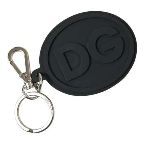 Elegant Black Silver Logo Keychain - Dolce & Gabbana - Modalova