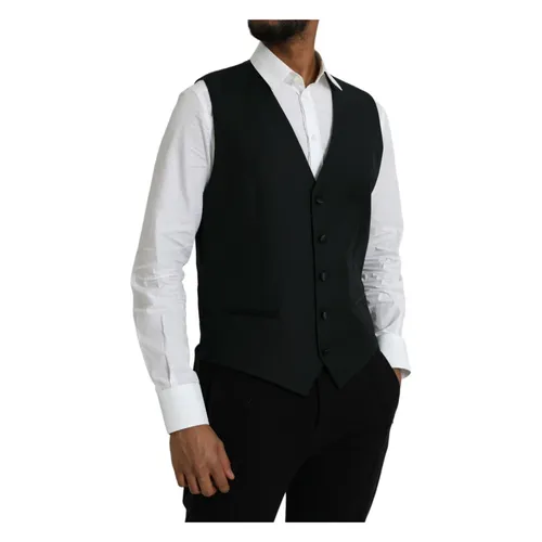 Black Wool Formal Dress Vest - Dolce & Gabbana - Modalova