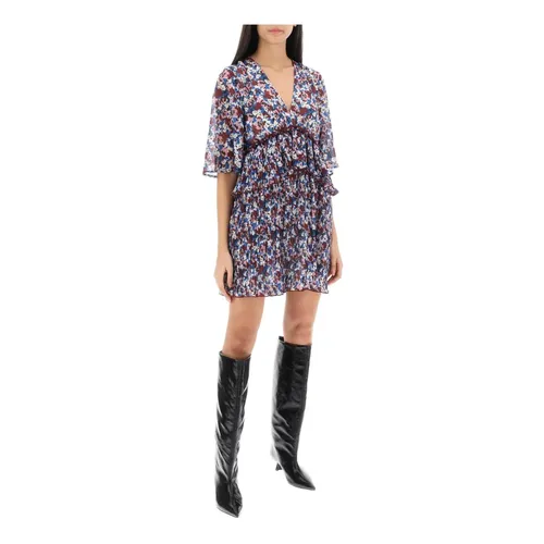 Floral Motif Pleated Mini Dress - Ganni - Modalova