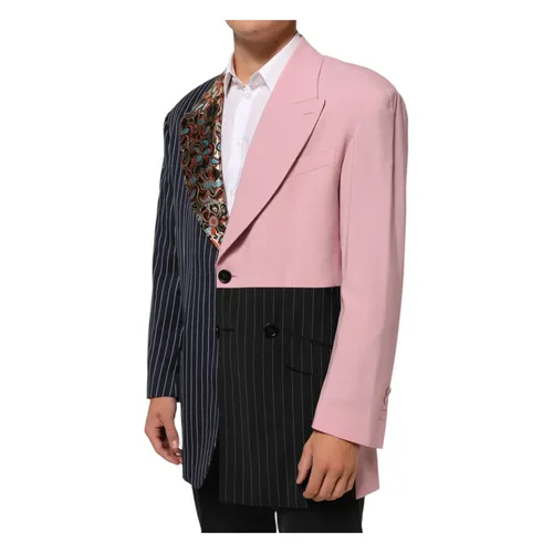 Patchwork Single Breasted Jacket Blazer - Dolce & Gabbana - Modalova
