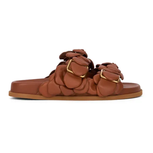 Adjustable Strap Leather Slides - Valentino Garavani - Modalova