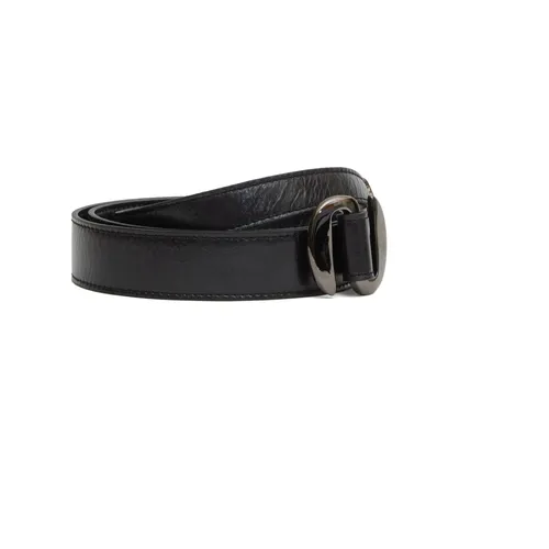 Circular Silver Black Leather Belt - Orciani - Modalova