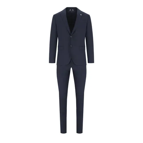 Dark Blue Single-Breasted Suit - Manuel Ritz - Modalova