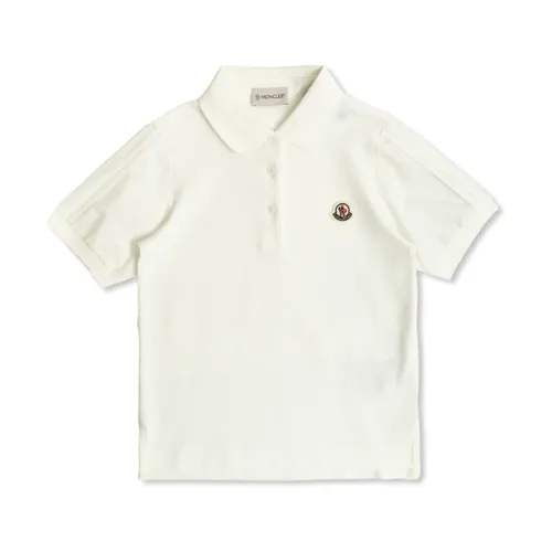 Cotton Polo with Logo Patch - Moncler - Modalova