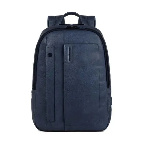 Blue Leather Computer and iPad Backpack - Piquadro - Modalova