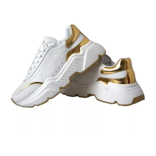 White Gold Daymaster Leather Sneakers - Dolce & Gabbana - Modalova