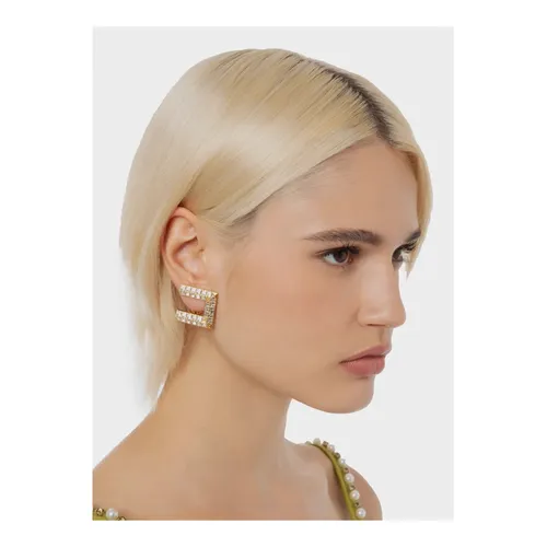 Logo Earrings - Elisabetta Franchi - Modalova