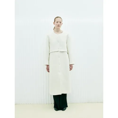 Heather Grey Herringbone Wool Coat - The Garment - Modalova