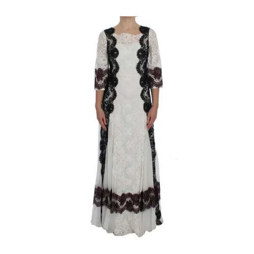 White Floral Lace Maxi Dress - Dolce & Gabbana - Modalova