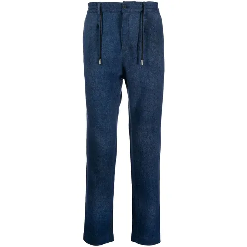 Blue Wool-Cashmere Drawstring Trousers - Avant Toi - Modalova