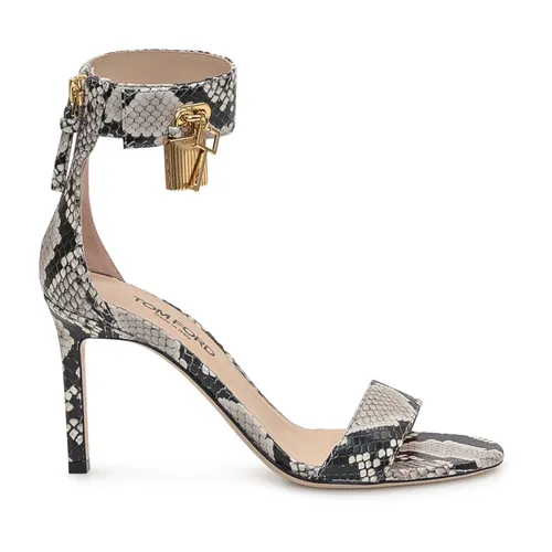 Python Leather Sandal with Gold Detail - Tom Ford - Modalova