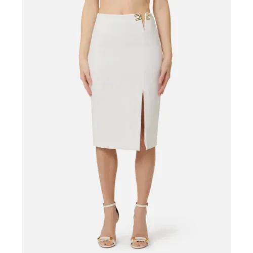 Midi Skirt in Double Layer Stretch Crêpe - Elisabetta Franchi - Modalova