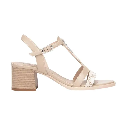 Beige Sandal with Medium Heel - Nerogiardini - Modalova