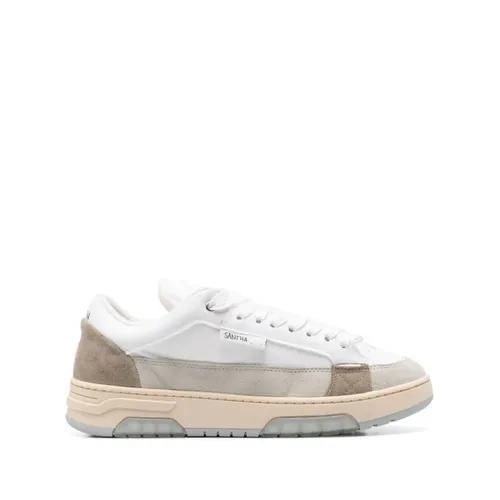 White Lace-Up Sneakers with Logo Patch - Santha - Modalova