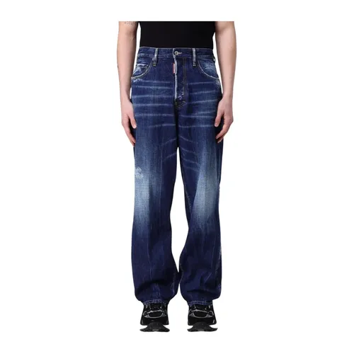 Blue Distressed Relaxed Fit Jeans - Dsquared2 - Modalova