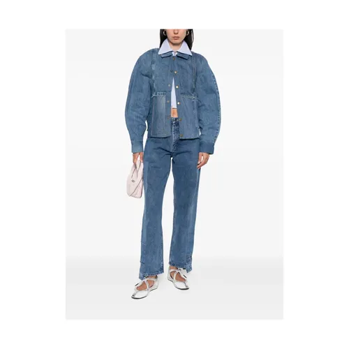Blue Denim Collared Outerwear Jacket - E.l.v. Denim - Modalova