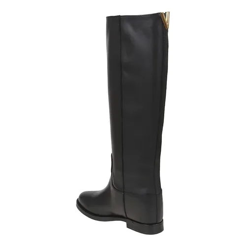 Black Ankle Boots with Internal Wedge - Via Roma 15 - Modalova