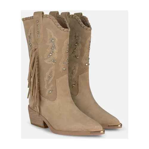 Suede Boots With Fringes - Alma EN Pena - Modalova