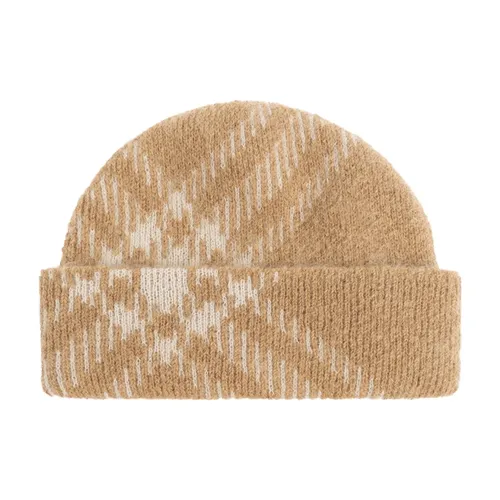 Check Mohair Wool Blend Beanie - Burberry - Modalova