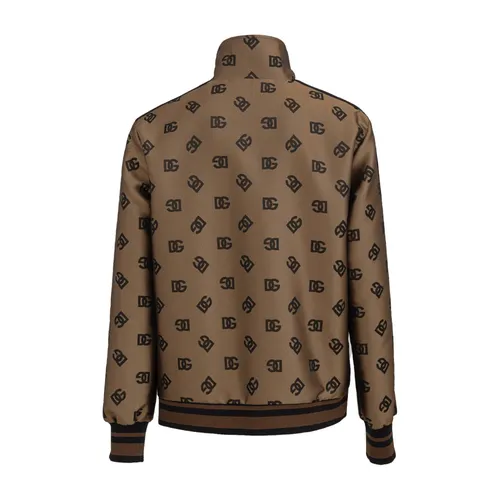 Monogram Zip Jacket with Ribbed Trim - Dolce & Gabbana - Modalova
