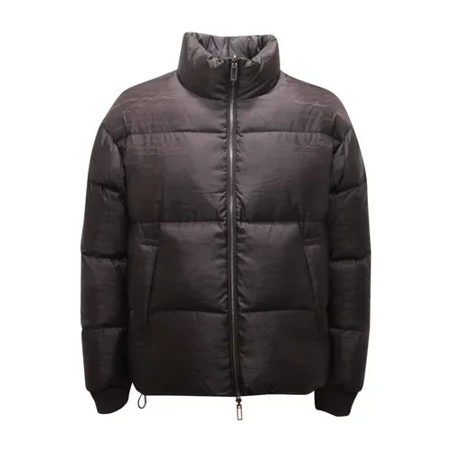 Reversible Down Jacket Black Signature - Armani - Modalova