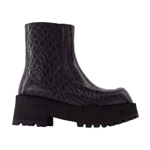 Leather Zip Booties - Marni - Modalova