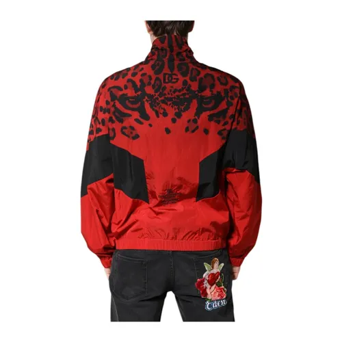 Red Leopard Print Bomber Jacket - Dolce & Gabbana - Modalova