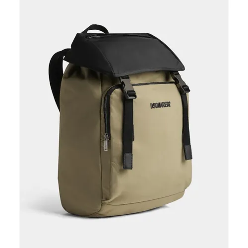Bicolor Backpack with Adjustable Drawstring and Zippered Pockets - Dsquared2 - Modalova