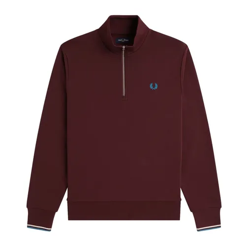 Half-Zip Cotton Sweatshirt with Laurel Embroidery - Fred Perry - Modalova