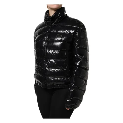 Black Logo Plaque Puffer Jacket - Dolce & Gabbana - Modalova