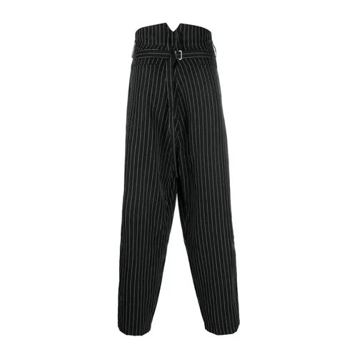 Back Belted Pinstripe Pants - Youths in Balaclava - Modalova
