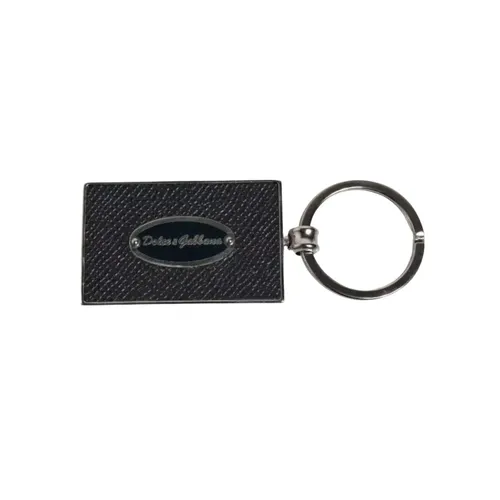 Luxurious Leather Keychain with Metal Ring - Dolce & Gabbana - Modalova