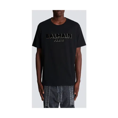 Metallic Flocked T-Shirt - Balmain - Modalova