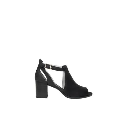 Open Leather Heeled Booties - Nerogiardini - Modalova