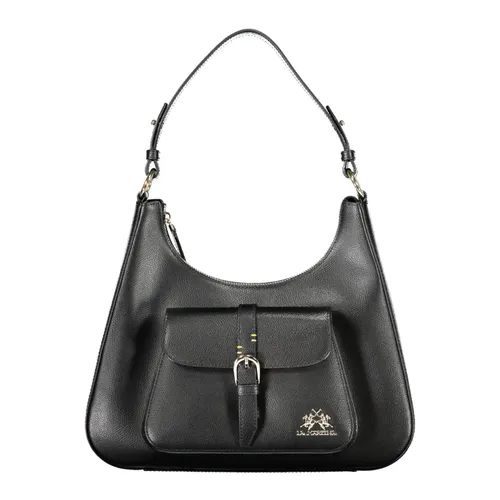 Black Leather Shoulder Bag with Contrasting Details - La Martina - Modalova