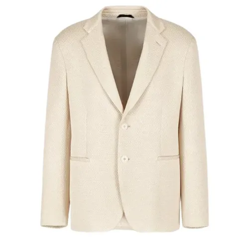 Ivory Silk Jacket Mesh Effect - Giorgio Armani - Modalova