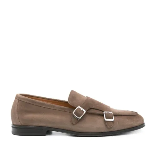 Camel Suede Moccasin with Double Buckle - Doucal's - Modalova