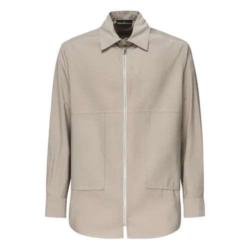 Beige Shirt with Front Zip Closure - Giuliano Galiano - Modalova