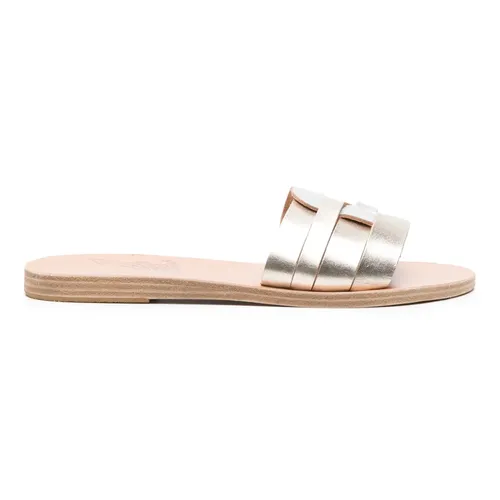 Silver Leather Casual Flat Sandals - Ancient Greek Sandals - Modalova