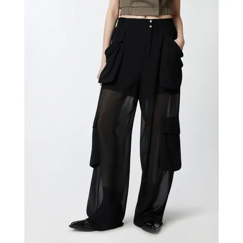 Pantaloni Cargo in Georgette Velata - PINKO - Modalova