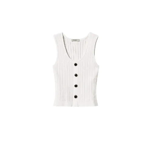 White Knit Button Top Fitted Style - Twinset - Modalova