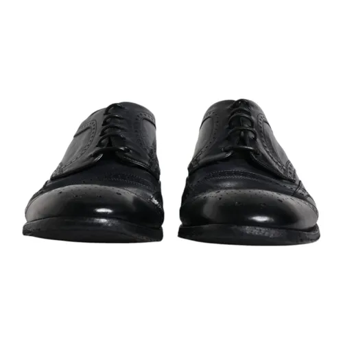 Black Leather Wingtip Formal Shoes - Dolce & Gabbana - Modalova