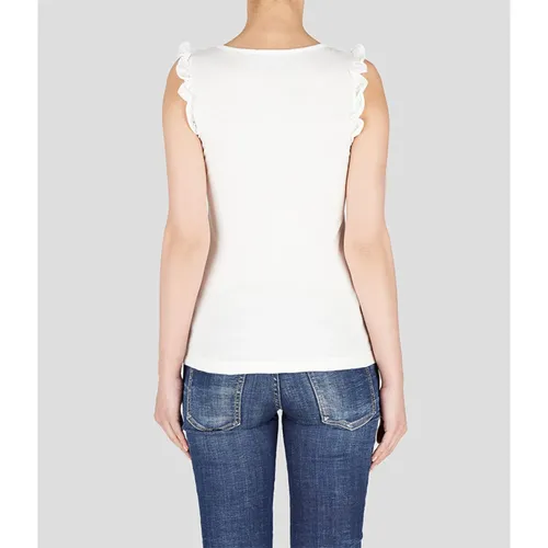White Cotton Pizza Cami Top - Dsquared2 - Modalova