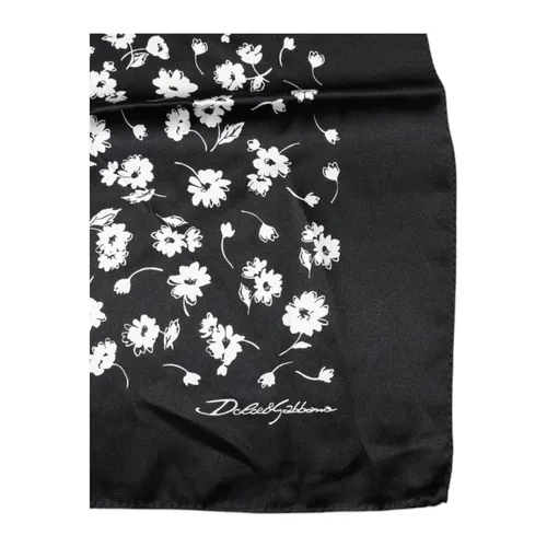 Black Floral Silk Wrap Shawl Scarf - Dolce & Gabbana - Modalova