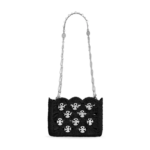 Bolso Mini de Rafia Negra con Metal - Rabanne - Modalova