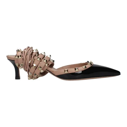 Black Leather Strap-On Sandals - Valentino Garavani - Modalova