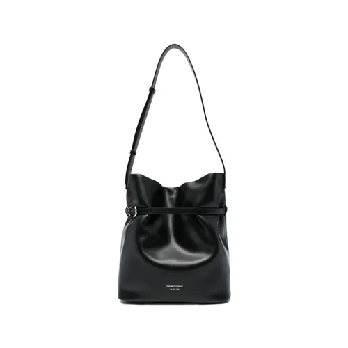 Smooth Leather Bucket Bag - Emporio Armani - Modalova