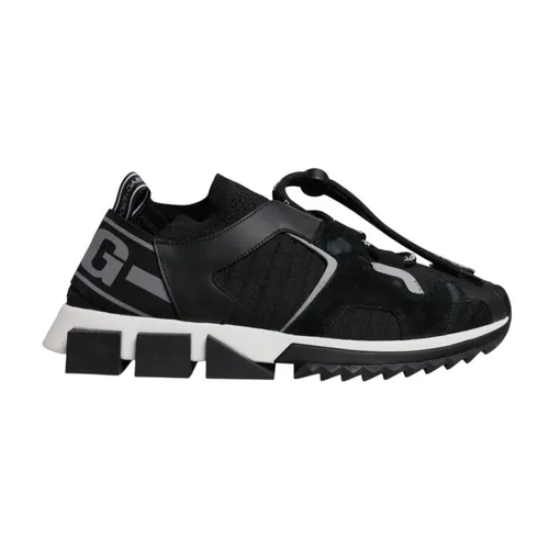 Black Mesh Slip-On Sneakers - Dolce & Gabbana - Modalova